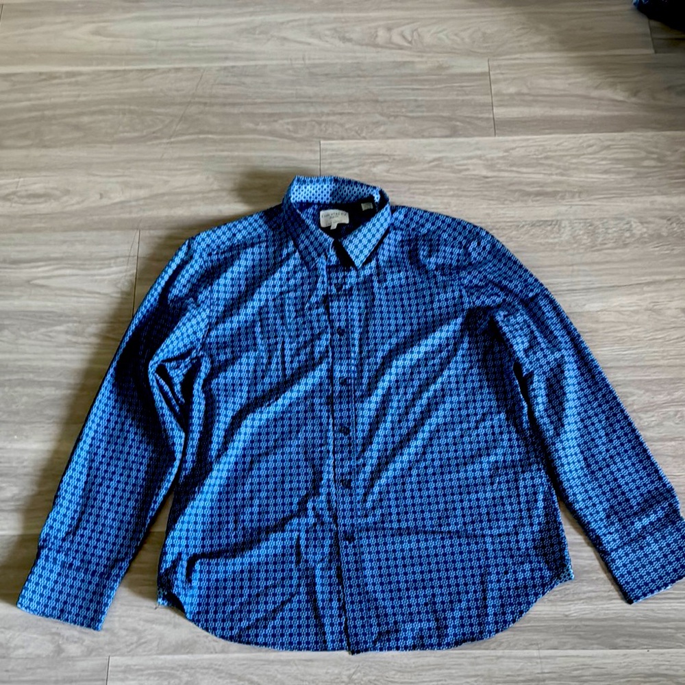 Blue Checkered Button-Up Shirt
